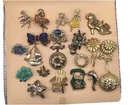 Lot of 22 Pins/ Brooches Vintage Unbranded Gold Tone Costume Jewelry