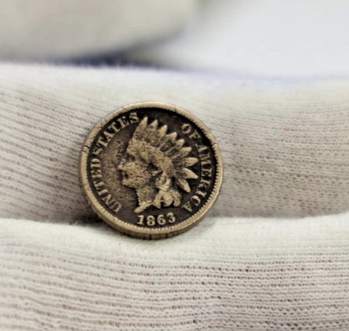 1863 US Indian Cent 1c (CN) VG Details (Corrosion)
