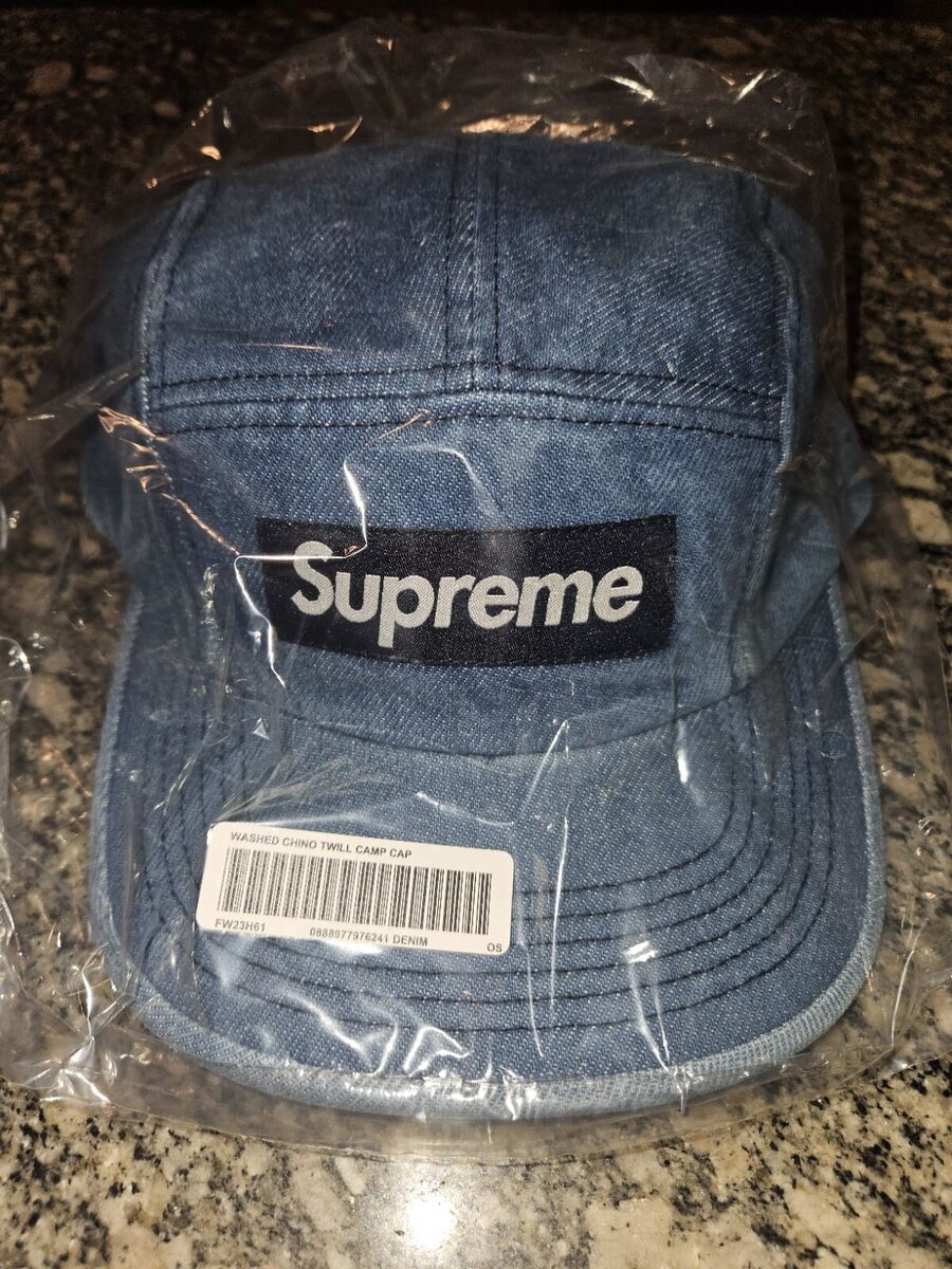 Supreme Washed Chino Twill Camp Cap Denim IN HAND   eBay