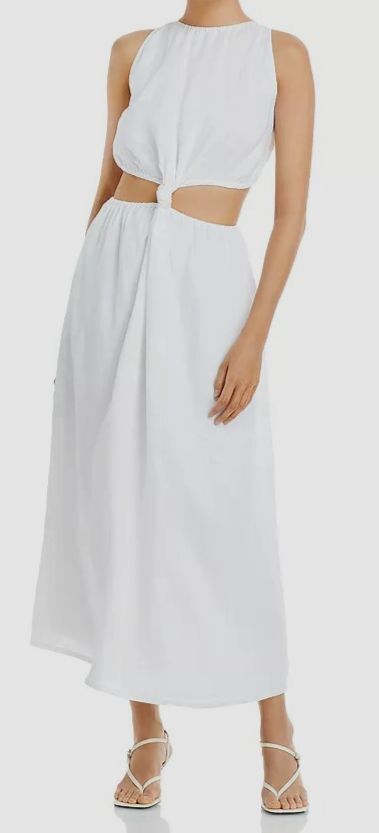 $329 Faithfull The Brand Women White Sleeveless Zeta Cutout Midi Dress Size US 6