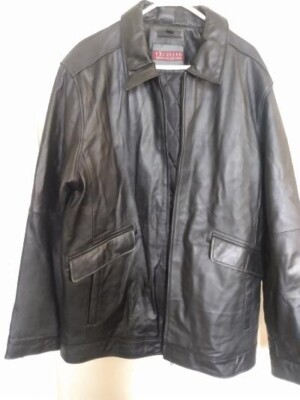 Mens Leather Jacket, Black Excelled Mens Collection size large tall