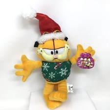 Play by Play Plush Garfield Cat Christmas Santa Hat Stuffed Animal Open Arms 8"