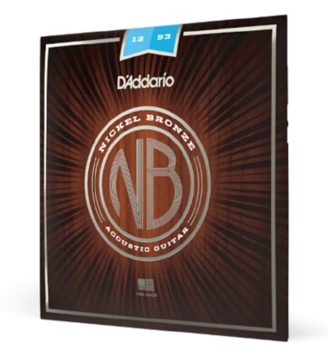 D'Addario NB1253 Nickel Bronze Light 12-53 Acoustic Guitar Strings 