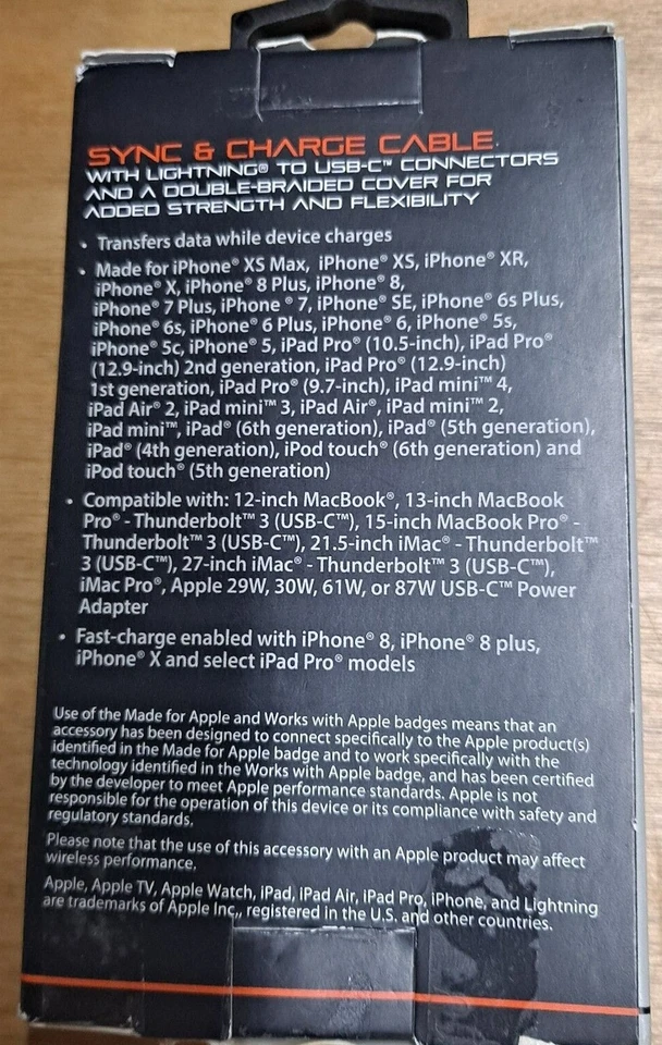 Cable de carga de poliéster trenzado Blackweb BWA19WI809B 3 pies negro para Apple iPhone Foto 2 de 2