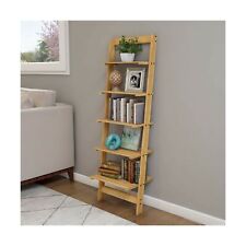 Lavish Home 5-Tier Ladder Bookshelf- Leaning Decorative Shelves for  Display, Walnut