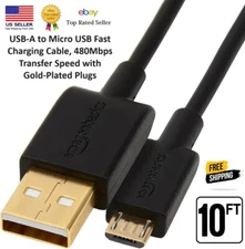 USB-A to Micro USB Fast Charging Cable, 480Mbps Transfer Speed 10ft