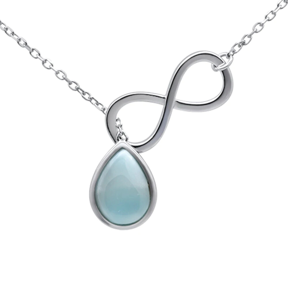 14748 925 Sterling Silver Natural Larimar Infinity Sign Pendant