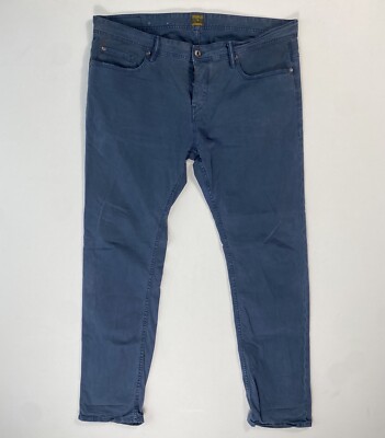 HUGO BOSS Men 36x32 (40x32) Orange Label Jeans HB1 Button Fly Blue