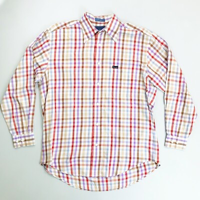 FACONNABLE Autumn Plaid Check Dress Shirt Small Cotton Business Casual |  eBay
