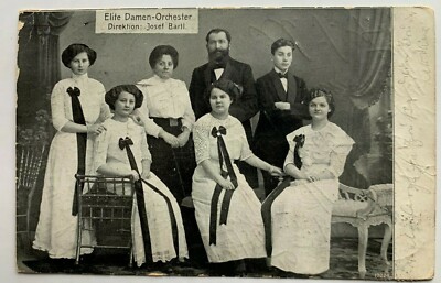 1914 Germany Postcard Women's Orchestra Director Josef Bartl portrait musicians