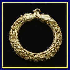 Antique Vintage Bangle Bracelet 22k Gold Elephant Heads Mughal India (4930)