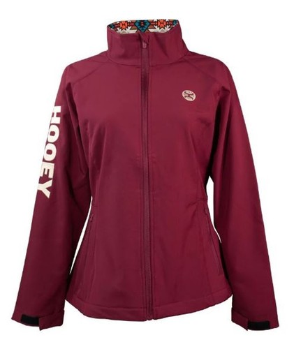 Hooey Girls Burgundy Softshell Aztec Zip Front Logo Softshell Jacket #HJ085BU-Y