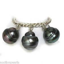 Tahitian Pearl Charm Ring size 6.75 Handmade Green Peacock and Black