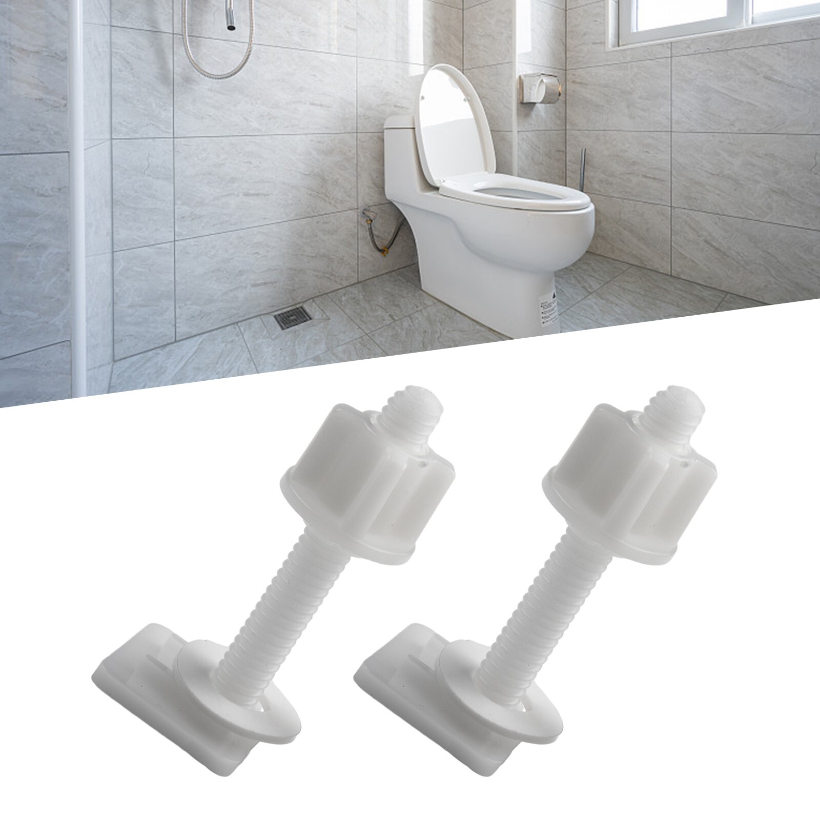 White Plastic Toilet Seat Hinge Repair Bolts Easy Installation Screws