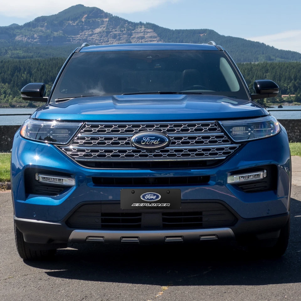 Logotipo Ford Explorer 3D en negro 12"x4" tamaño medio acero inoxidable matrícula Foto 4 de 4