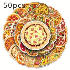 50x Pizza Cartoon Food Stickers Waterproof DIY for Bottle Scrapbook Laptop Craft