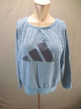 ADIDAS Size M Womens Blue Cotton Blend Breathable Athletic Yoga Sweatshirt 930