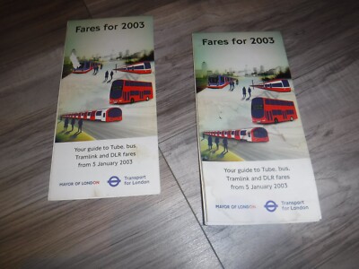 Bus, DLR, Straßenbahnen und U-Bahn Fahrpreise für 2003, London Transport Fahrpreisheft