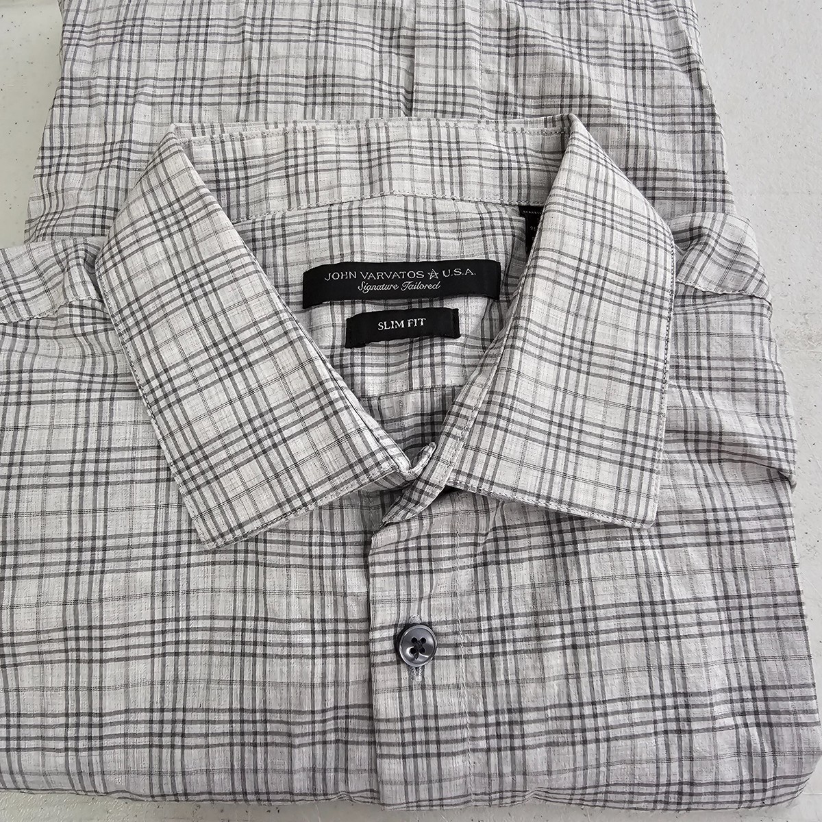 John Varvatos Dress Shirt Mens Size 16 32/33 Grey Slim Fit Button Up Long  Sleeve | eBay