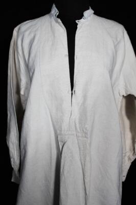 RARE FRENCH ANTIQUE VICTORIAN 19 C FLAX LINEN HAND MADE SHIRT SIZE