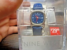 NEW, NINE West 9W/1520 Quartz Ladies Watch BLUE BAND