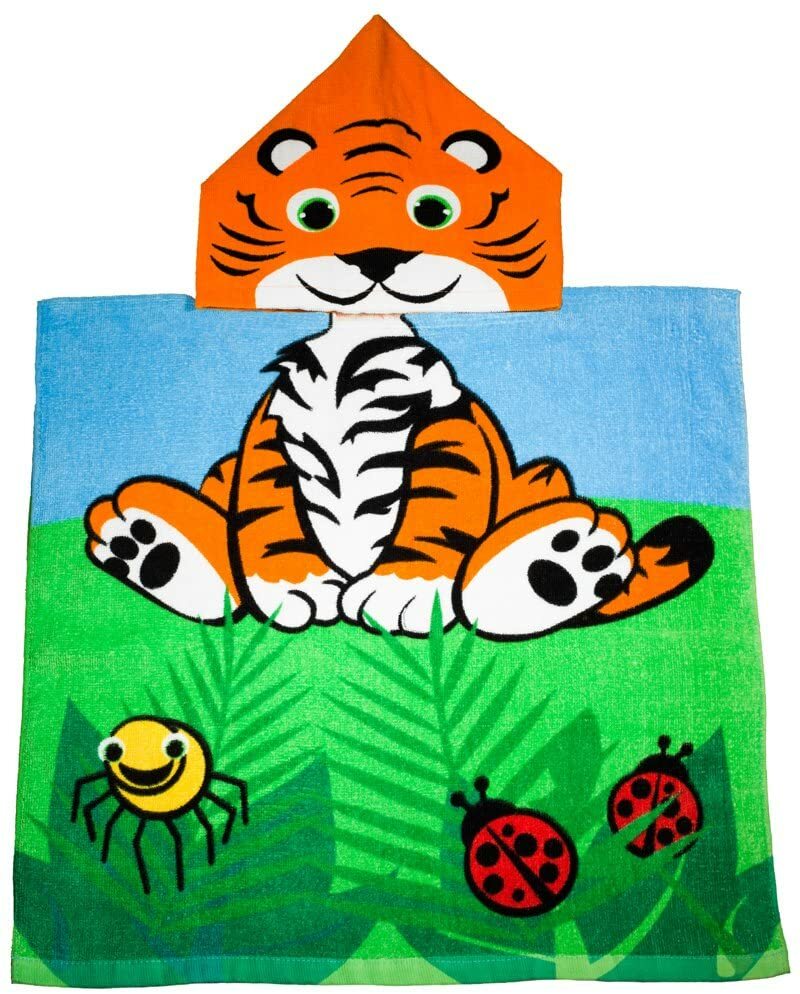 Kidz Swimmers Baby Toddlers Tiger Hooded Beach Towel  Poncho 100% Cotton