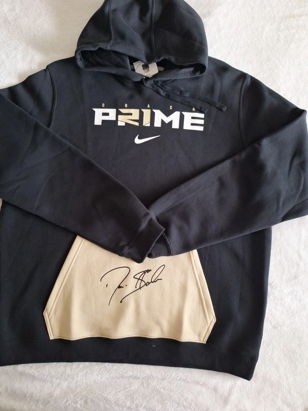 Felpa con cappuccio pullover Nike uomo Coach Prime Deion Sanders 2.0 Club Fleece taglia L nuova