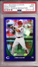 2011 Bowman Chrome Purple Refractor #59 Zack Cozart RC Reds graded PSA 9 MINT
