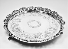 Salver molto bella incisione in argento massiccio