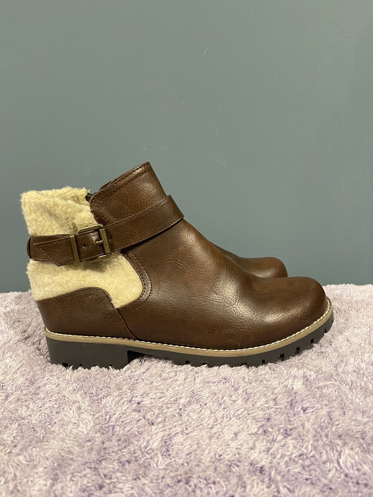 SAOLA Suola da montagna stivali bitoni marroni ""pixie"" taglia 8 5 m calzino fodera trasparente nuovi come nuovi