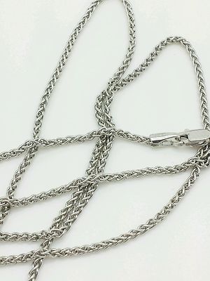 14 Karat Weißgold Runde Weizen Halskette Anhänger Kette 16 Zoll 1,5 mm 