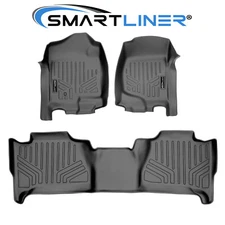 SMARTLINER Custom Fit Floor Mats 2 Row Liner Gray 2007-2014 Cadillac Escalade