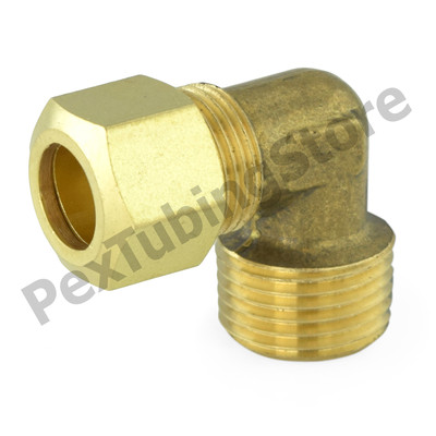5/8'' OD Tube x 1/2'' Male NPT 90-deg Elbow (Lead-Free) Brass Compression Fitting