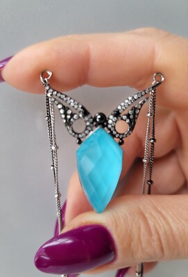 Stephen Webster 18k Gold Necklace Blue Crystal Haze Diamond Pendant - Amazing