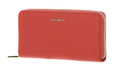 COCCINELLE Metallic Soft Zip Around Wallet Geldbörse Grenadine Red hellrot Neu