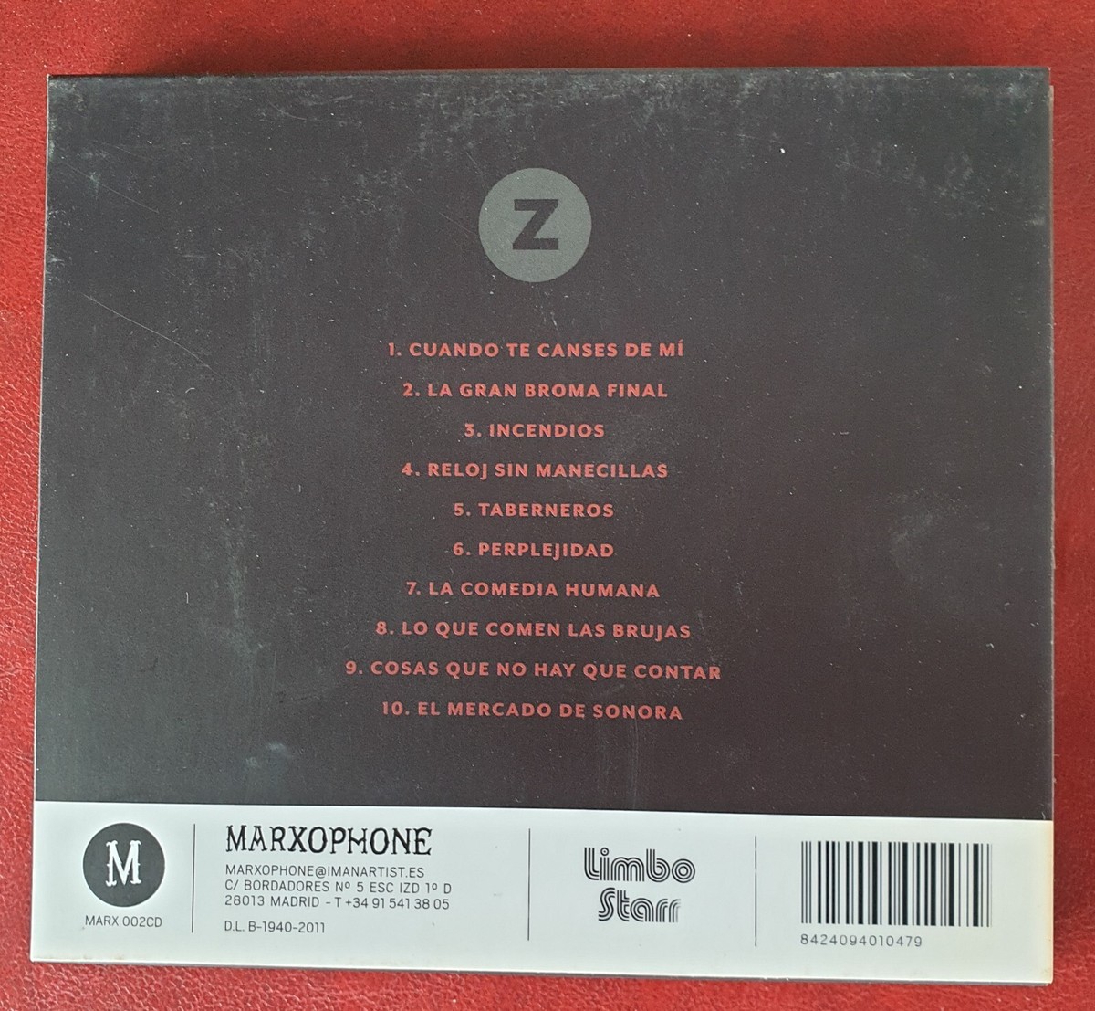 Cd Nacho Vegas La Zona Sucia