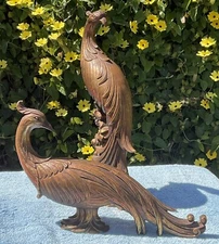 Mid Century Modern Hollywood Regency Gold Gilded Peacocks by Syroco Made in USA