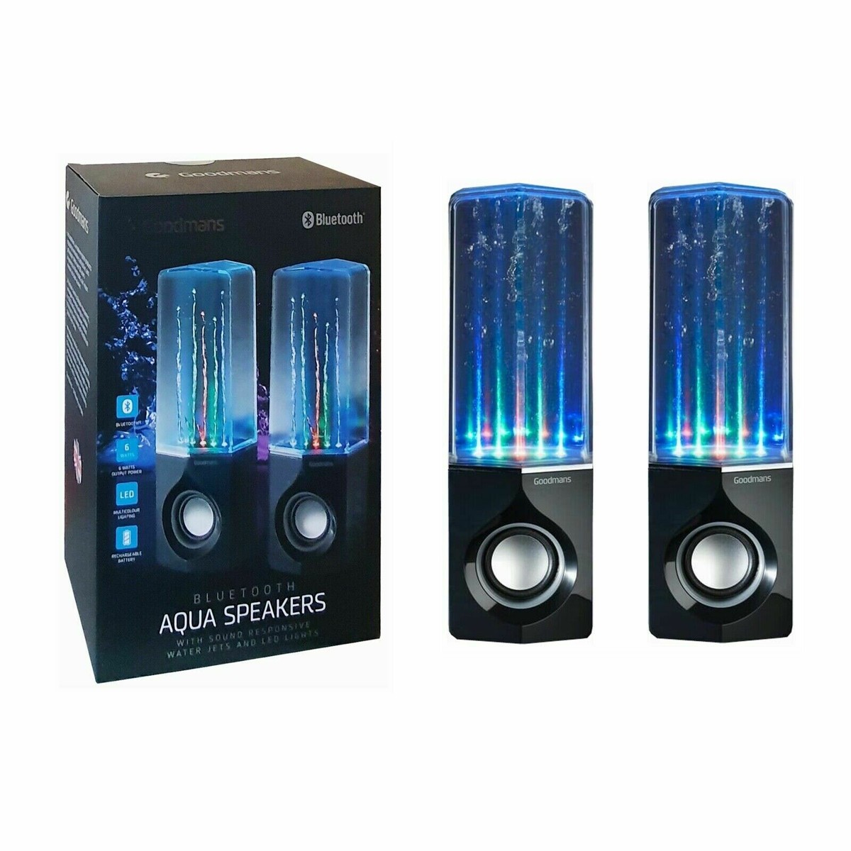 Goodmans Bluetooth Aqua Water Dancing Speakers With Multicolour