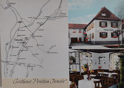 AK 7801 Eschbach Gasthaus Traube Heitersheim Landkarte Basel bis Freiburg