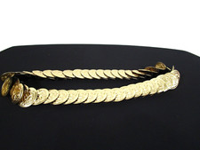 Vintage 90's Fish Design Gold Medallion Circles Stretchy Waist Belt Women S