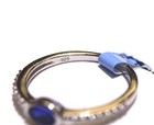 925 sterling silver lab grown  .17ct diamond blue sapphire oval  ring band 1.6g — photo 3
