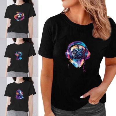 Schwarz neu Sommer Kurzarm bedruckt T-Shirt Top Tee Kleidung Pullover Geschenk