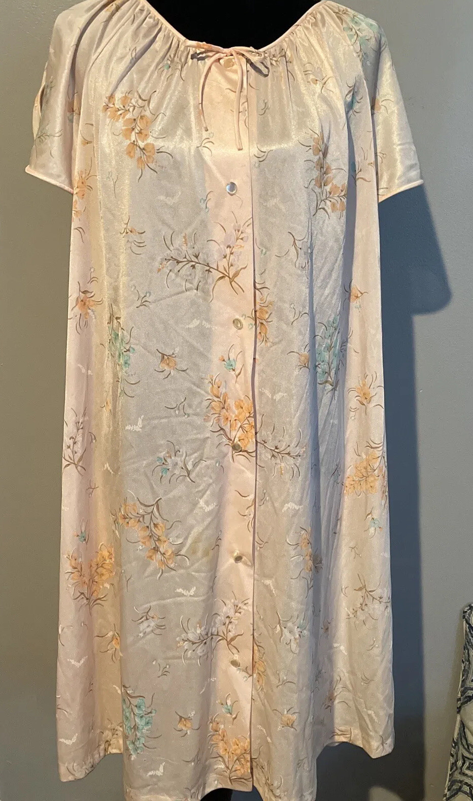 Komar Pink Floral Nightgown Button Front Housedre… - image 2
