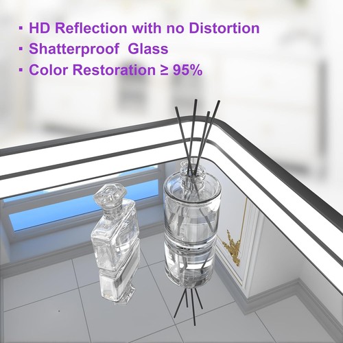 Black Framed LED Bathroom Mirror, With Dimmable Lights 32in x 32in - Picture 6 of 7