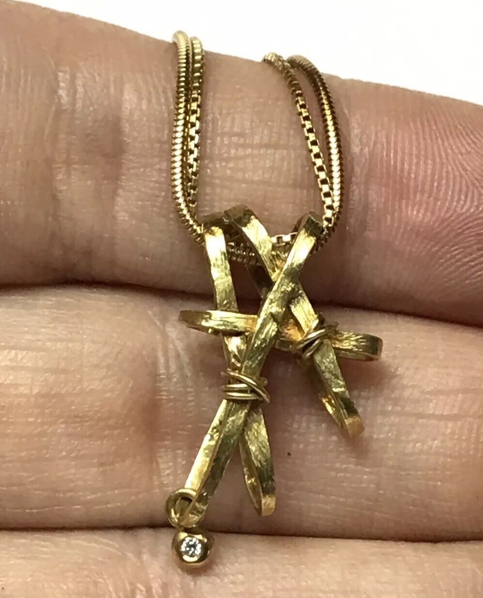 H. STERN 750 18K YELLOW GOLD DIAMOND STAR PENDANT DOUBLE STRAND 