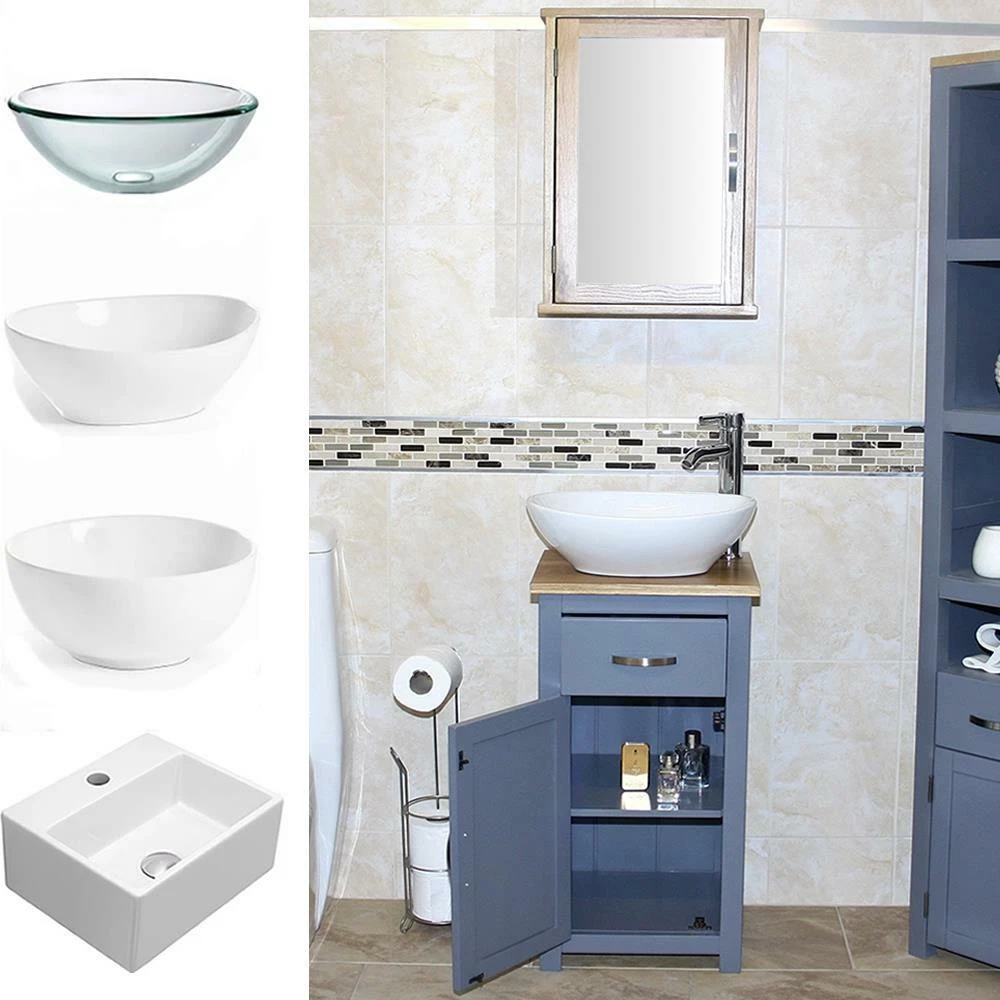 Grey Painted Bathroom Cabinet Compact Vanity Sink Small Bathroom