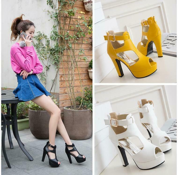 Summer Womens High Heel Platform Buckle Strap Party OL Shoes Summer Womens High Heel Platform Buckle Strap Party OL Shoes
