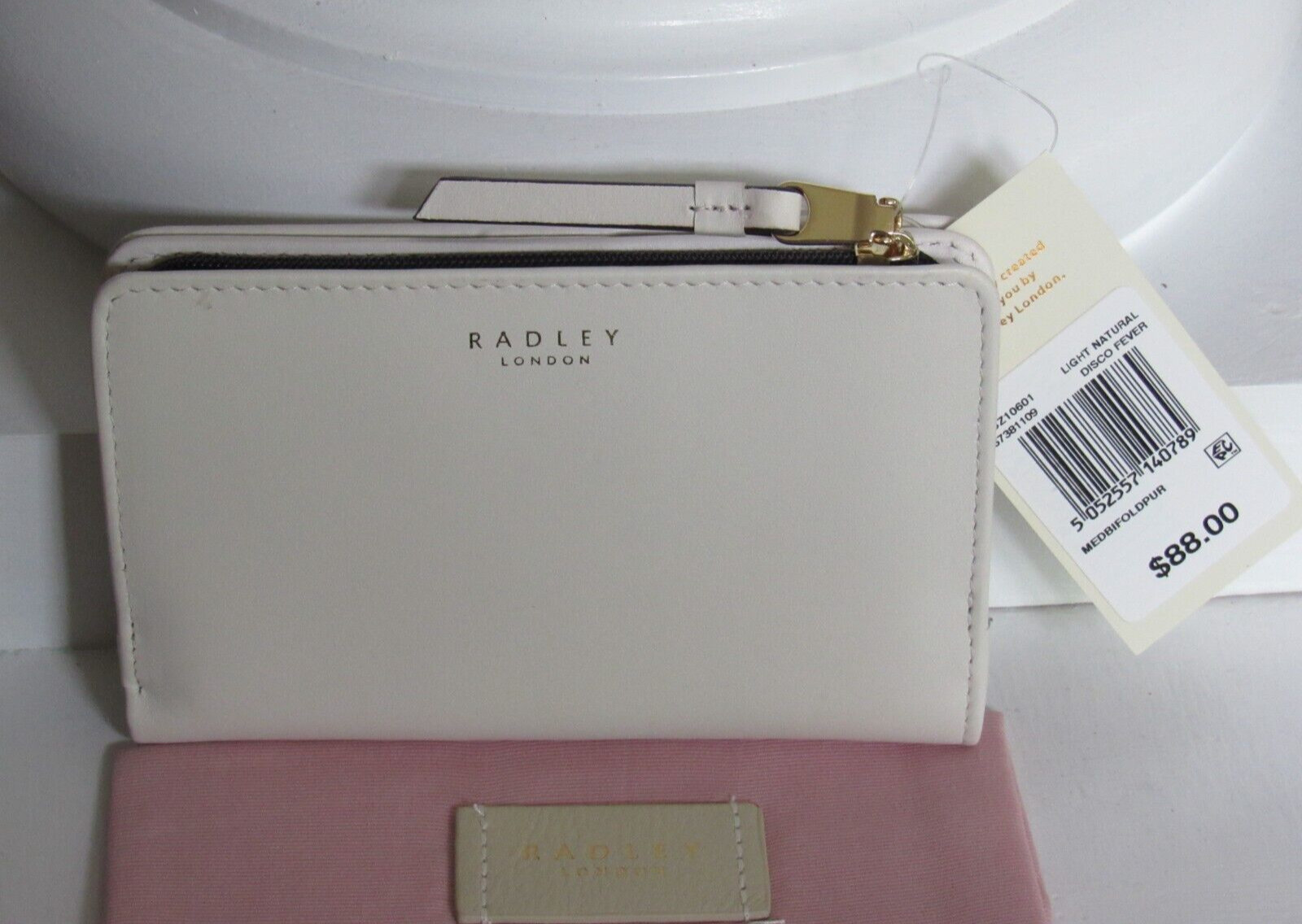 Radley London DISCO FEVER Medium Folded Wallet Purse Light Natural NWT $88