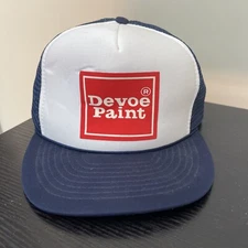 Vintage Devoe Paint Trucker Hat Painter Painting Logo Snapback