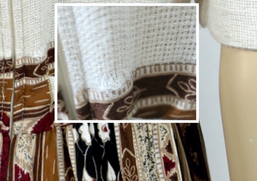 Abito con cordini midi vintage anni '80 Betsys Things tribale hippy boho lino waffle L 14 - Foto 5 di 6